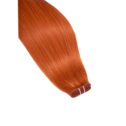 Flaming Ginger (#350) Remy Royale Flat Weft Hair Extensions: hair extension close up
