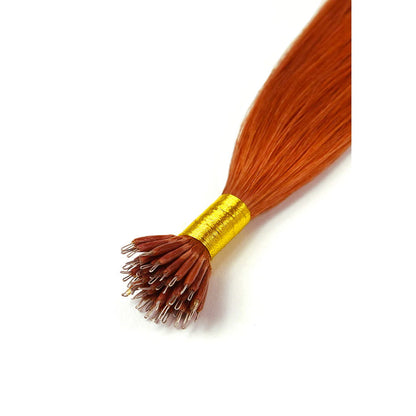 Flaming Ginger (#350) Remy Royale Nano Ring Hair Extensions: extension attachment method