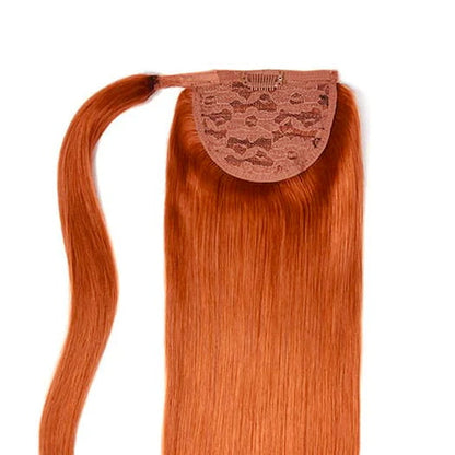 Flaming Ginger (#350) Straight Up Wrap Around Hair Extensions: extension attachment method