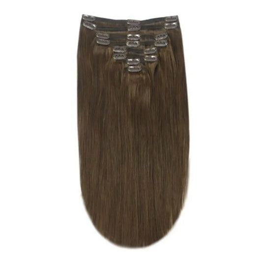 Medium Brown (#4) Full Head Clip In Hair Extensions