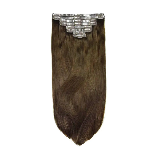 Medium Brown (#4) Double Drawn Seamless Clip In Hair Extensions