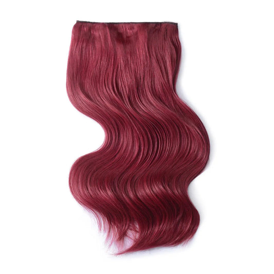 Plum/Cherry Red (#530) Double Wefted Full Head Clip In Hair Extensions