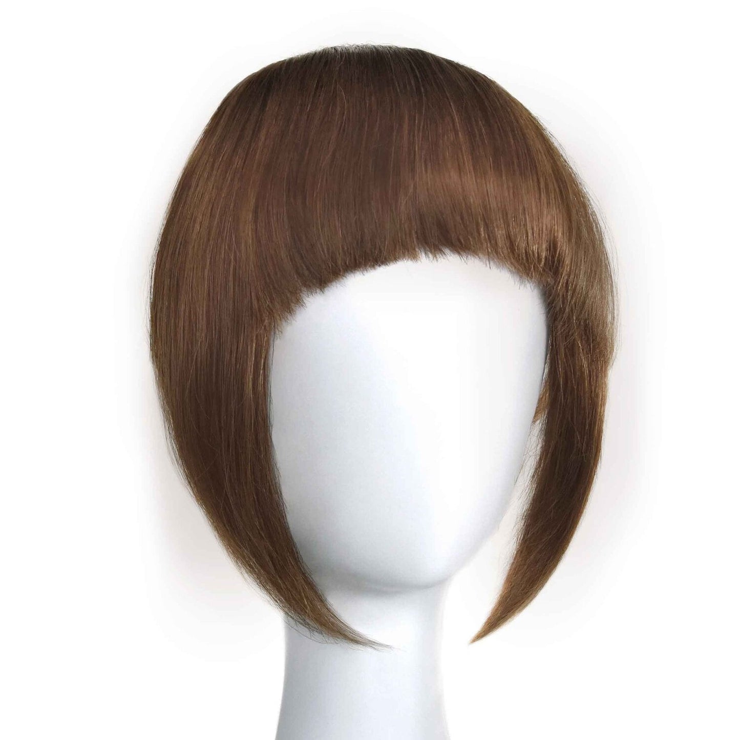 Light/Chestnut Brown Clip In Fringe (#6) - Full hair extension in a doll