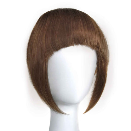 Light/Chestnut Brown Clip In Fringe (#6) - Full hair extension in a doll