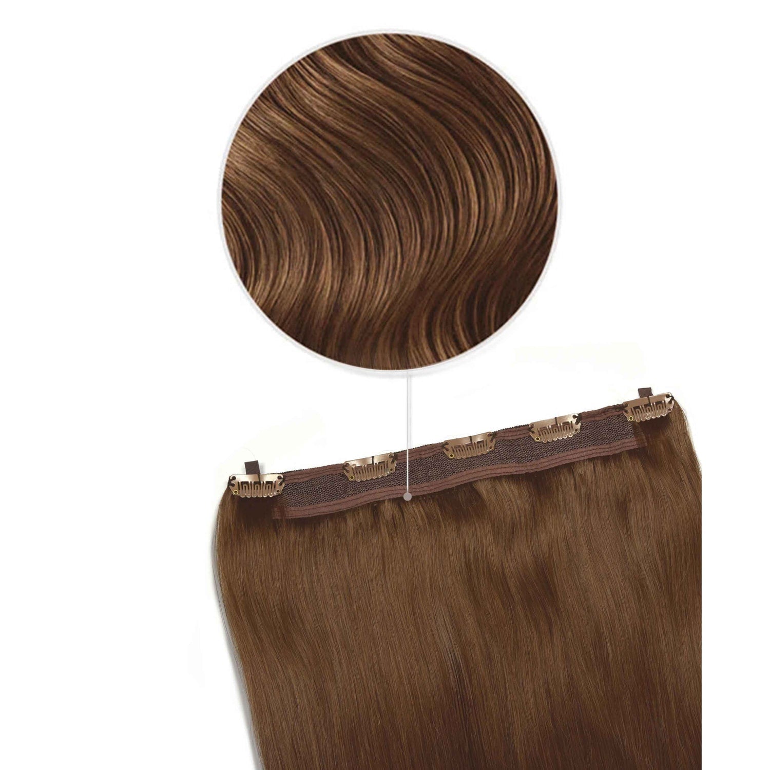 Light Chestnut Quad Weft Clip One Piece Hair Extensions