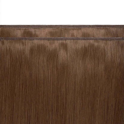 Light Brown (#6) Remy Royale Flat Weft Hair Extensions - Attachment method