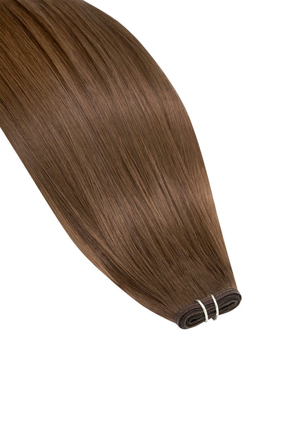 Light brown #6 flat weft hair extensions attachment