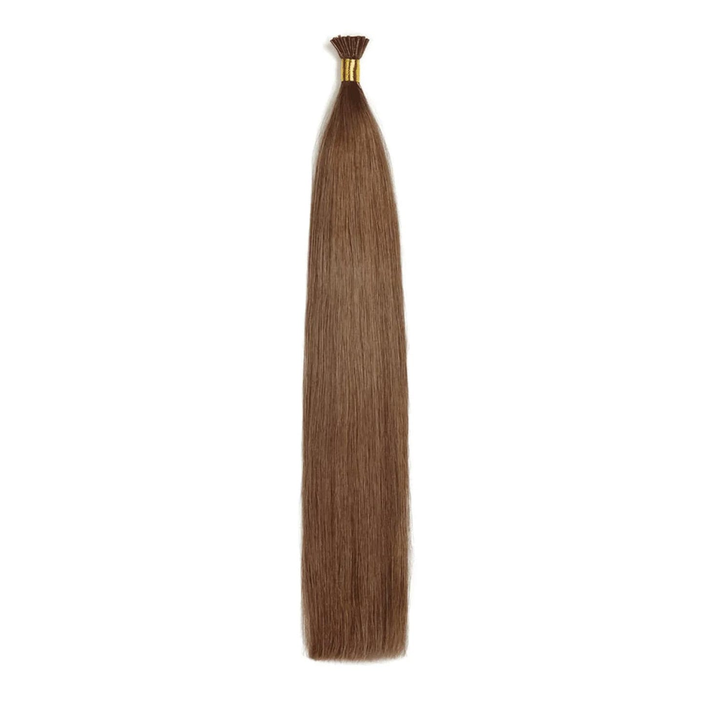 Light/Chestnut Brown (#6) Remy Royal I-Tips Hair Extensions - Full hair extension