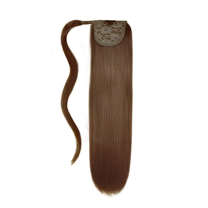 Light/Chestnut Brown (#6) Straight Up Wrap Around Ponytail - Full hair extension