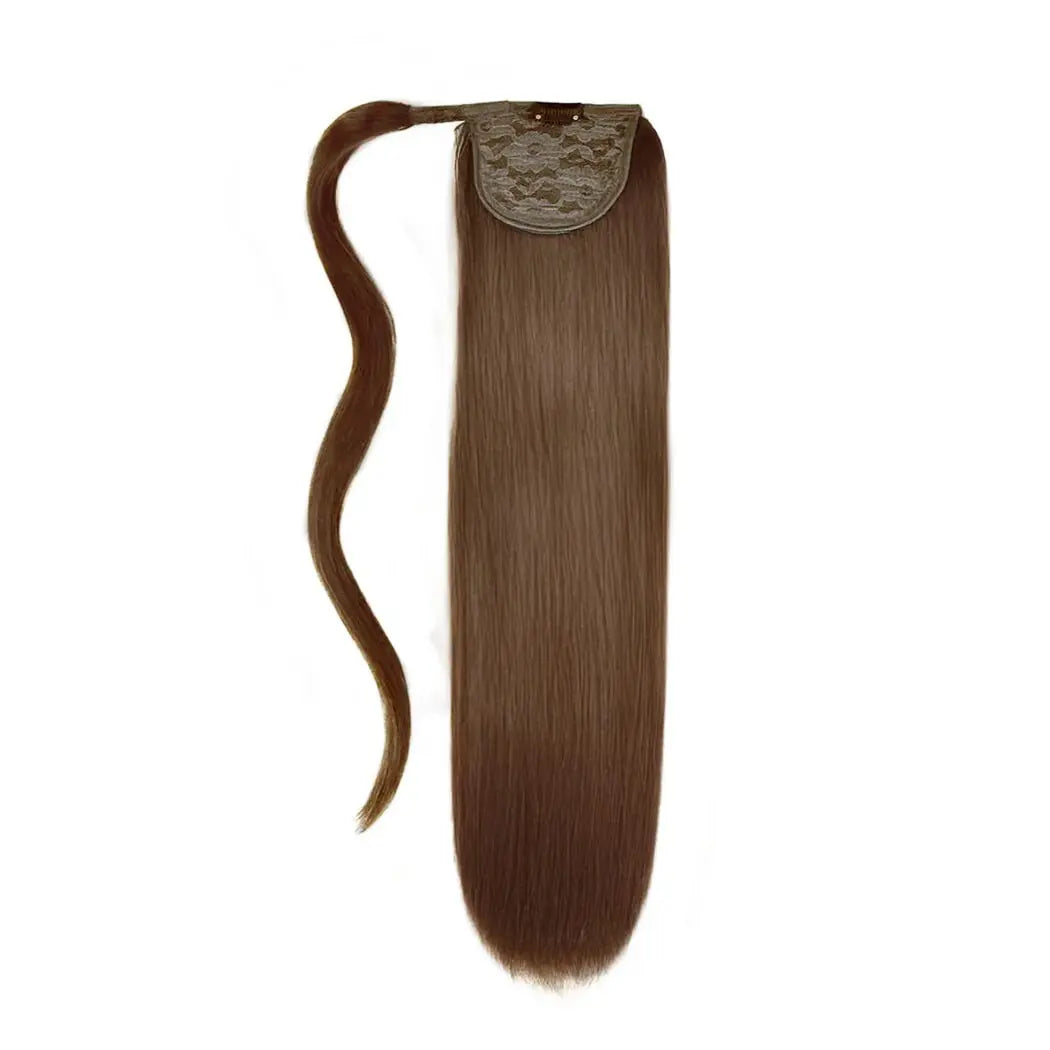 Light/Chestnut Brown (#6) Straight Up Wrap Around Ponytail