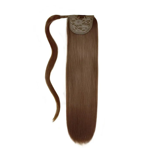 Light/Chestnut Brown (#6) Straight Up Wrap Around Ponytail