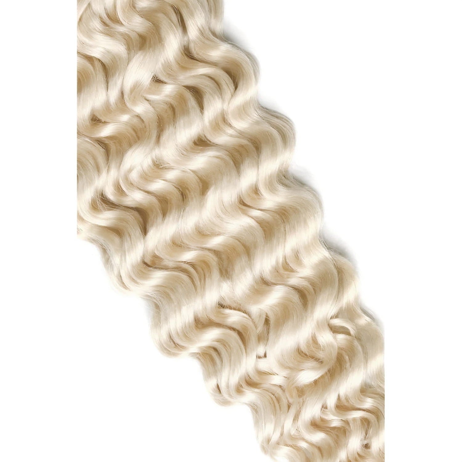 Lightest Blonde (#60) Curly Full Head Hair Extensions: Extension close up