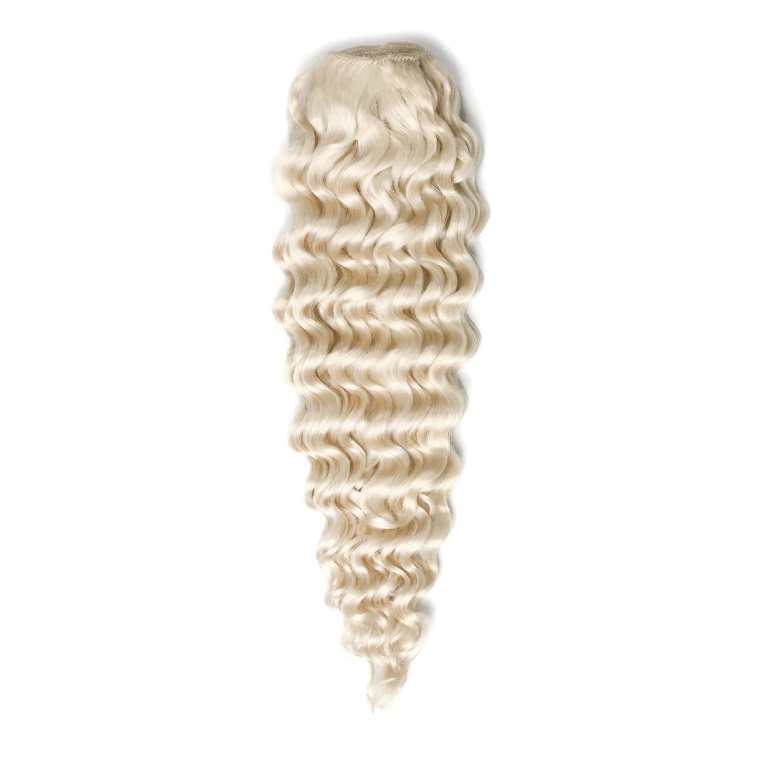 Curly Full Head Remy Clip Human Hair Extensions Lightest Blonde