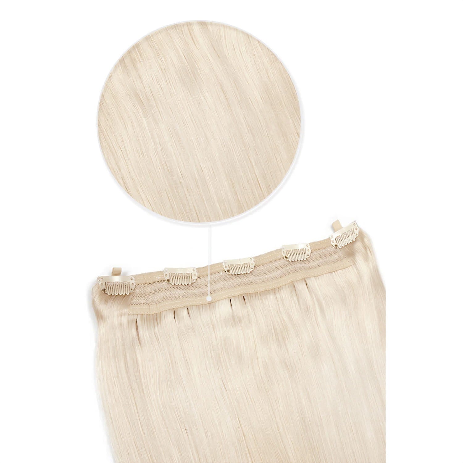 Lightest Blonde (#60) Quad Weft Piece Hair Extension: Extension attachment method