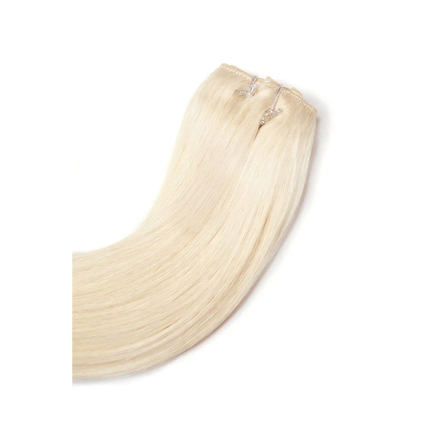Lightest Blonde (#60) Quad Weft Piece Hair Extension: Extension close up