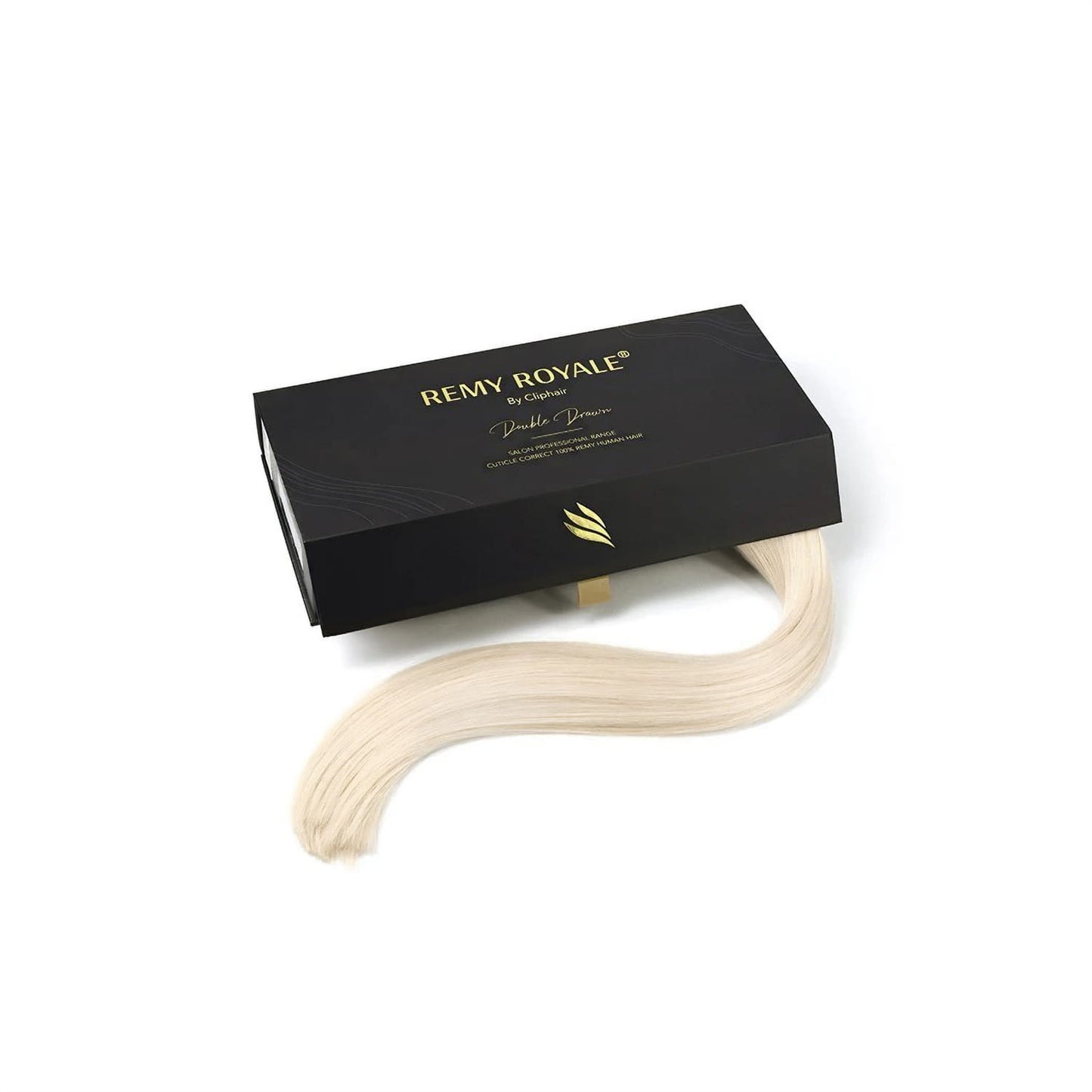 Lightest Blonde (#60) Remy Royale Nano Ring hair Extensions: Extension and box