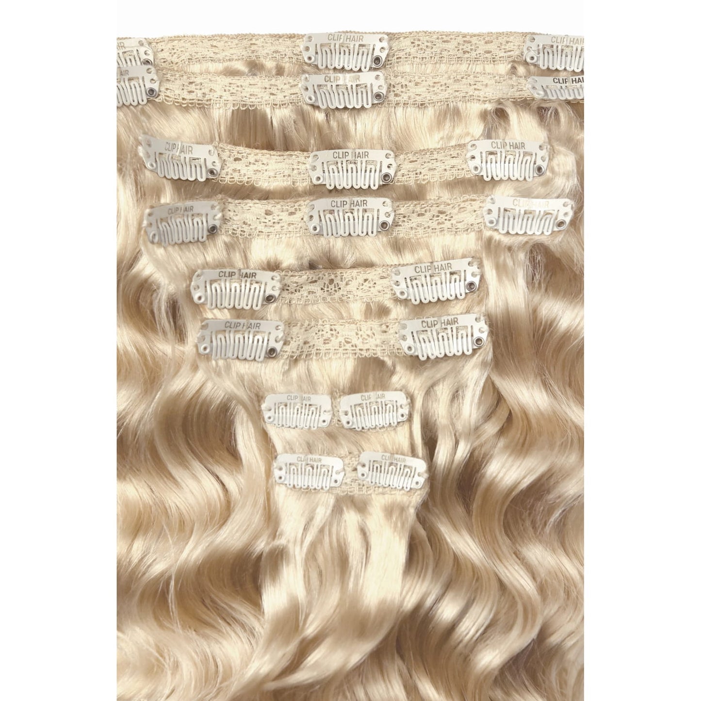 Bleach Blonde (#613) Curly Hair Extensions: attachment method