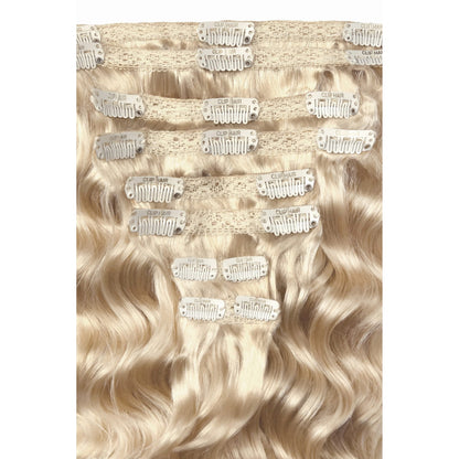 Bleach Blonde (#613) Curly Hair Extensions: attachment method