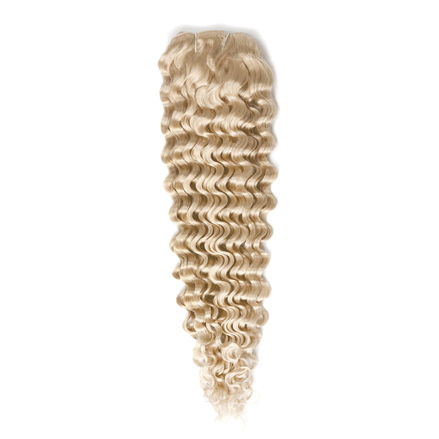 Curly Full Head Remy Clip Human Hair Extensions Bleach Blonde