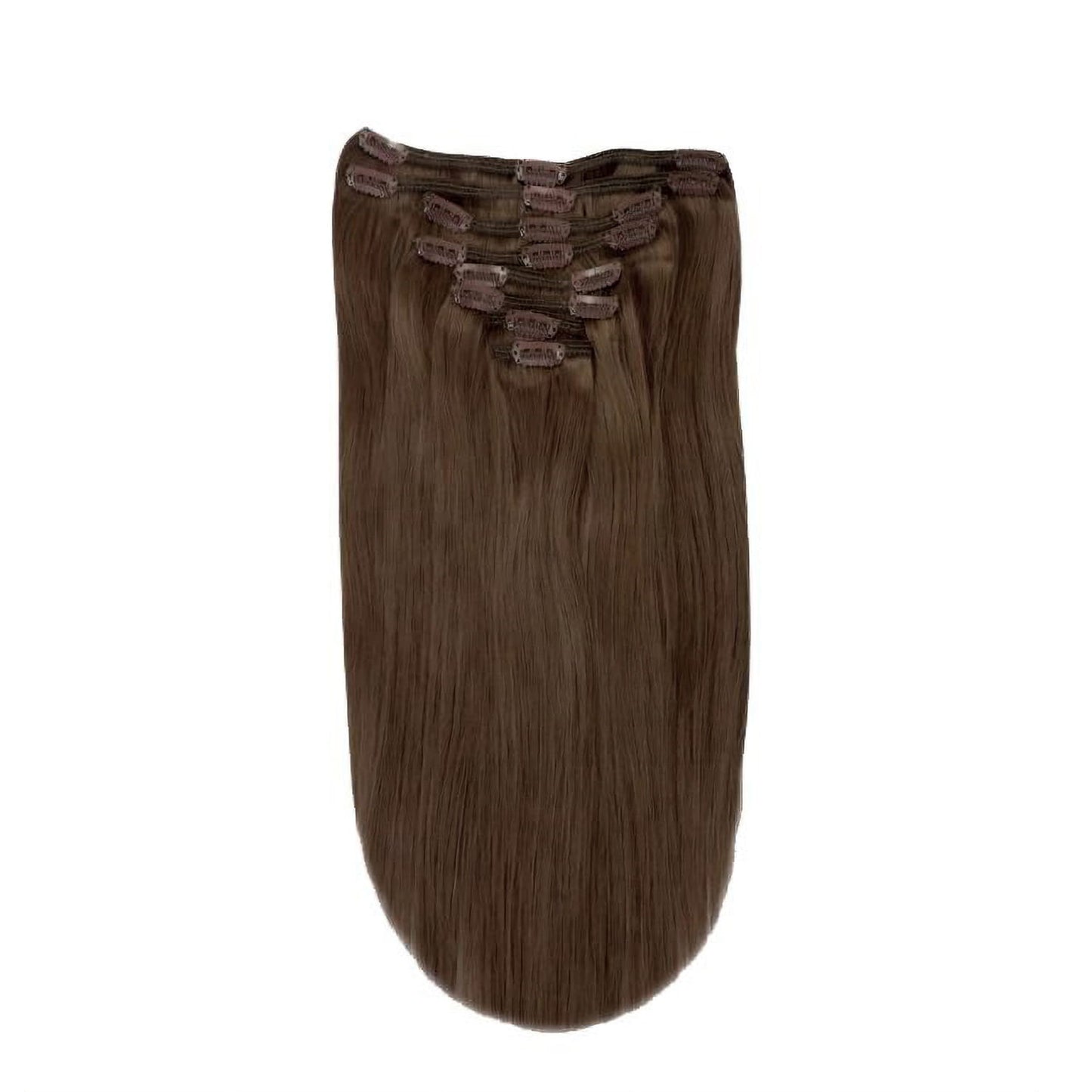 Mousey Brown (#6B) Full Head Set Hair Extensions: full extension