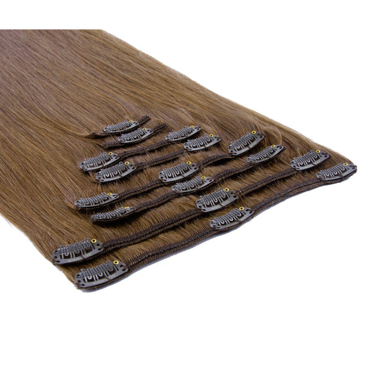 Full Head Hair Extension Medium Ash Brown (#8): Attachment method