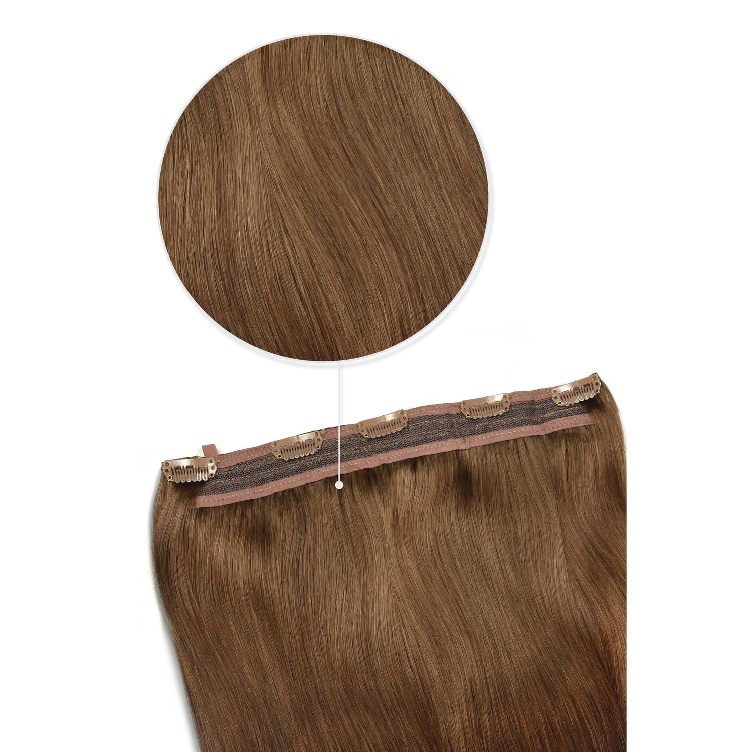 Quad Weft Hair Extensions Medium Ash Brown (#8): Attachment method