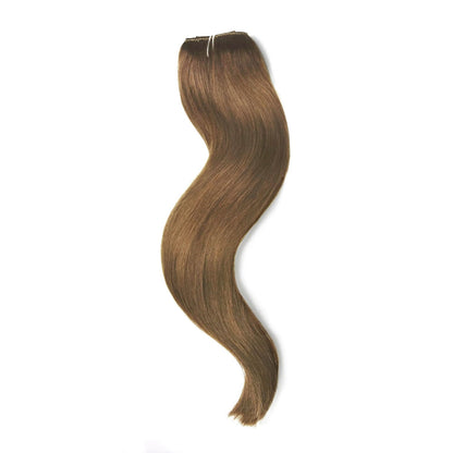 Quad Weft Hair Extensions Medium Ash Brown (#8): Full extension