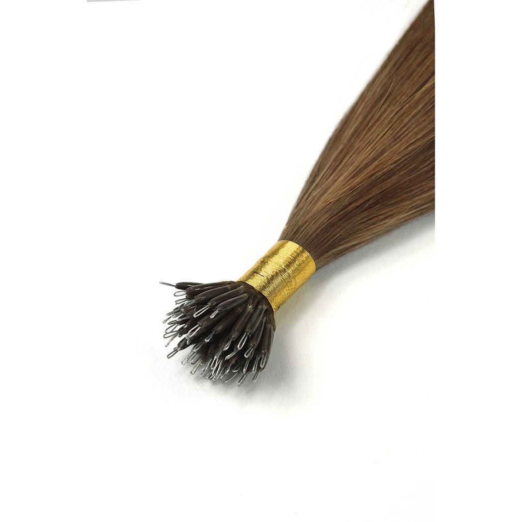 Remy Royale Nano Ring Hair Extension Medium Ash Brown (#8): Attachment method