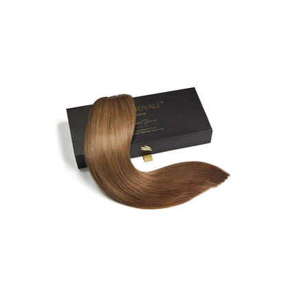 Remy Royale Hair Weft Extension Medium Ash Brown (#8): Extension + box