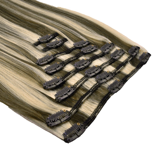 Full Head Remy Clip in Human Hair Extensions - Dirty Blonde (#9/613)