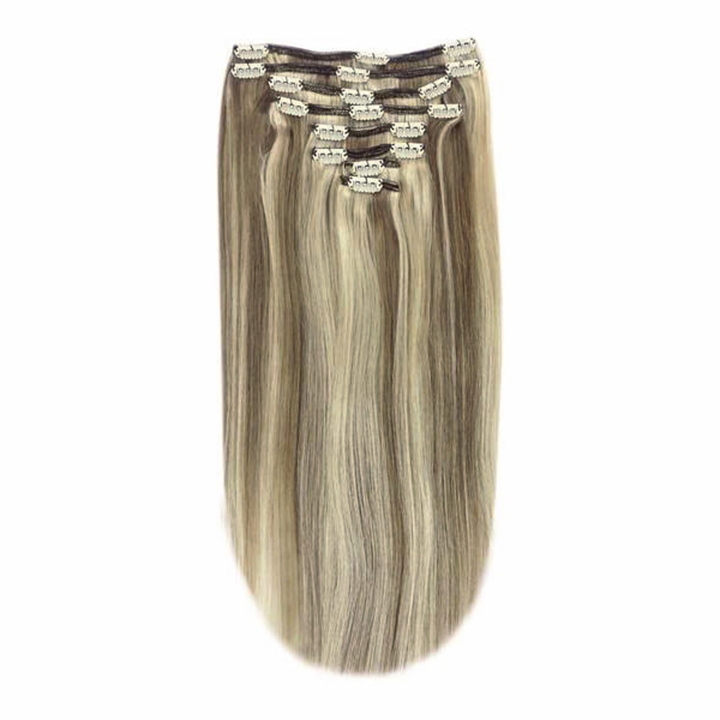 Full Head Remy Clip in Human Hair Extensions - Dirty Blonde (#9/613)
