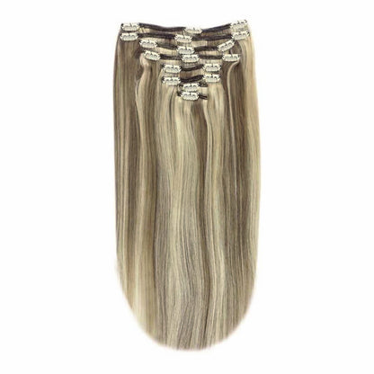 Full Head Remy Clip in Human Hair Extensions - Dirty Blonde (#9/613)