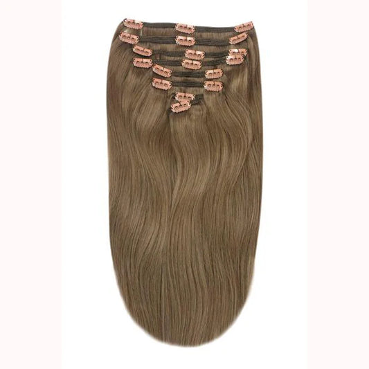 Ash Brown (#9) Full Head Clip In Hair Extensions