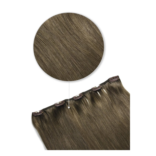 Ash Brown (#9) One Piece Clip In Hair Extensions (Top-Up)