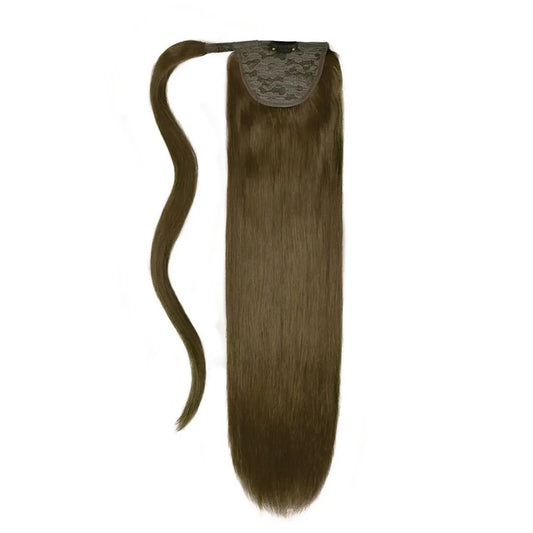 Ash Brown (#9) Straight Up Wrap Around Ponytail Extension
