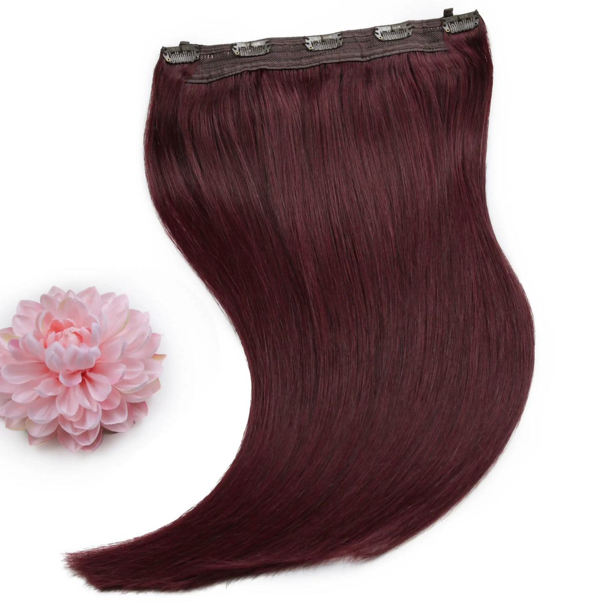 Mahogany Red (#99J) Quad Weft Clip In One Piece Hair Extensions