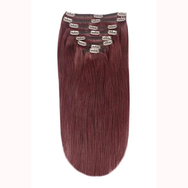 Mahogany Red (#99J) Full Head Clip In Hair Extensions