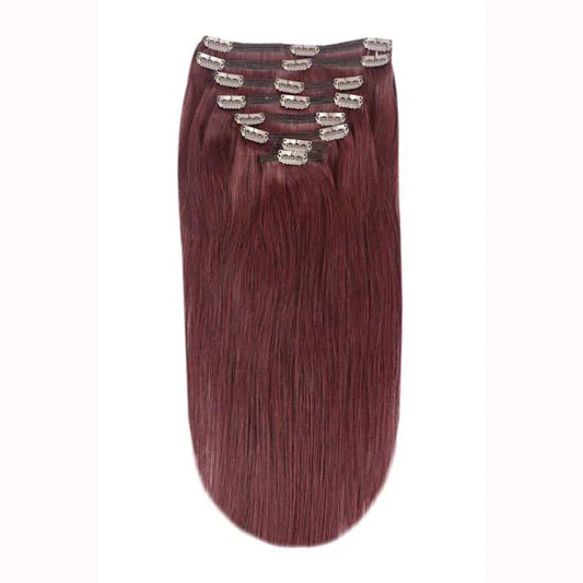 Mahogany Red (#99J) Full Head Clip In Hair Extensions
