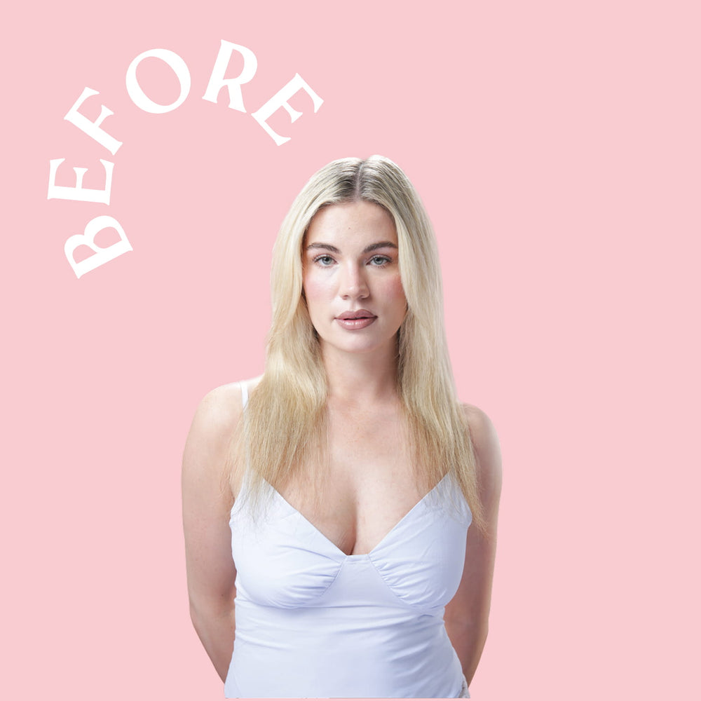 Model before adding hair extensions