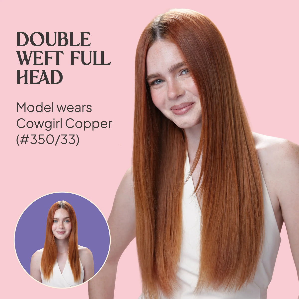 Double Wefted Full Head Remy Clip in Human Hair Extensions - Lightest Brown (#18) before and after