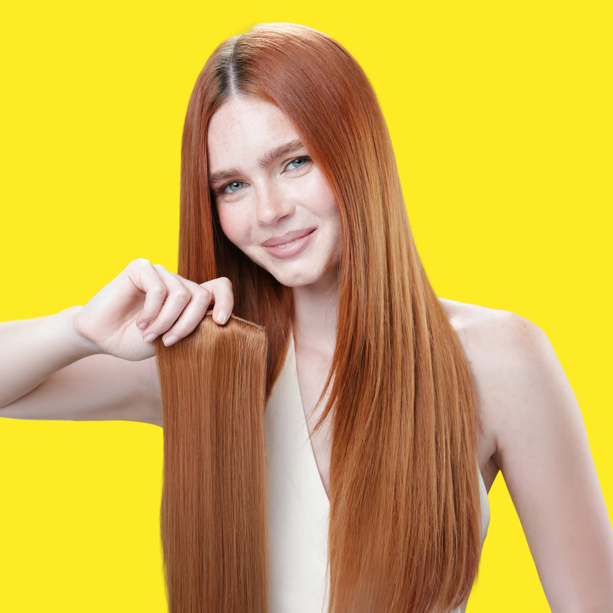 Ash Bronde Balayage Double Wefted Full Head Clip In Hair Extensions in use