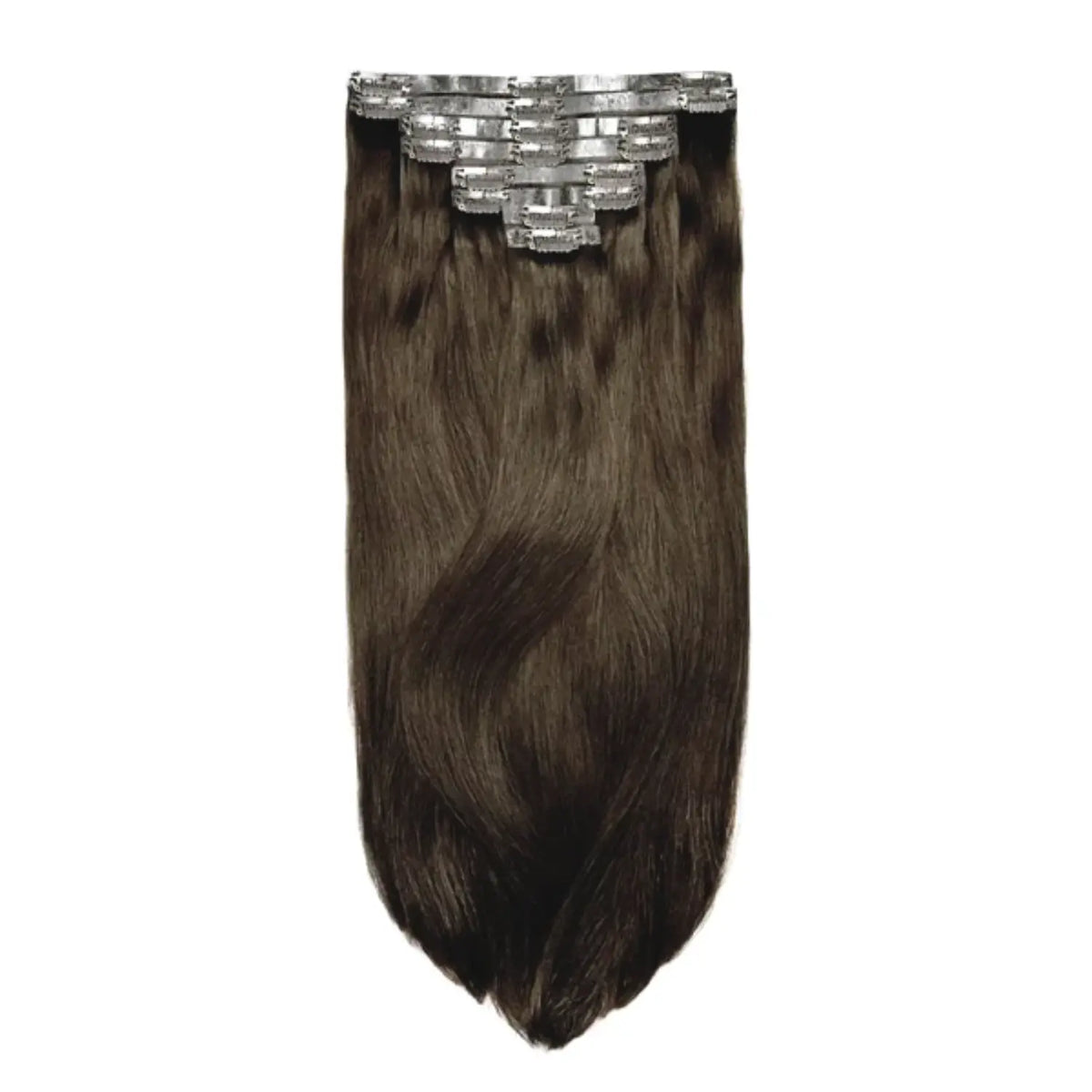 Dark Brown (#3) Double Drawn Seamless Clip In Hair Extensions