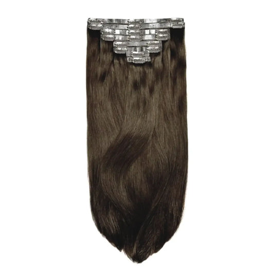 Dark Brown (#3) Double Drawn Seamless Clip In Hair Extensions
