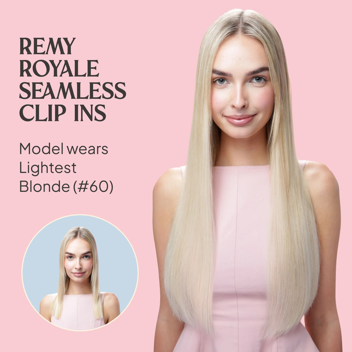 Ice Blonde Double Drawn Seamless Clip In Hair Extensions before and after