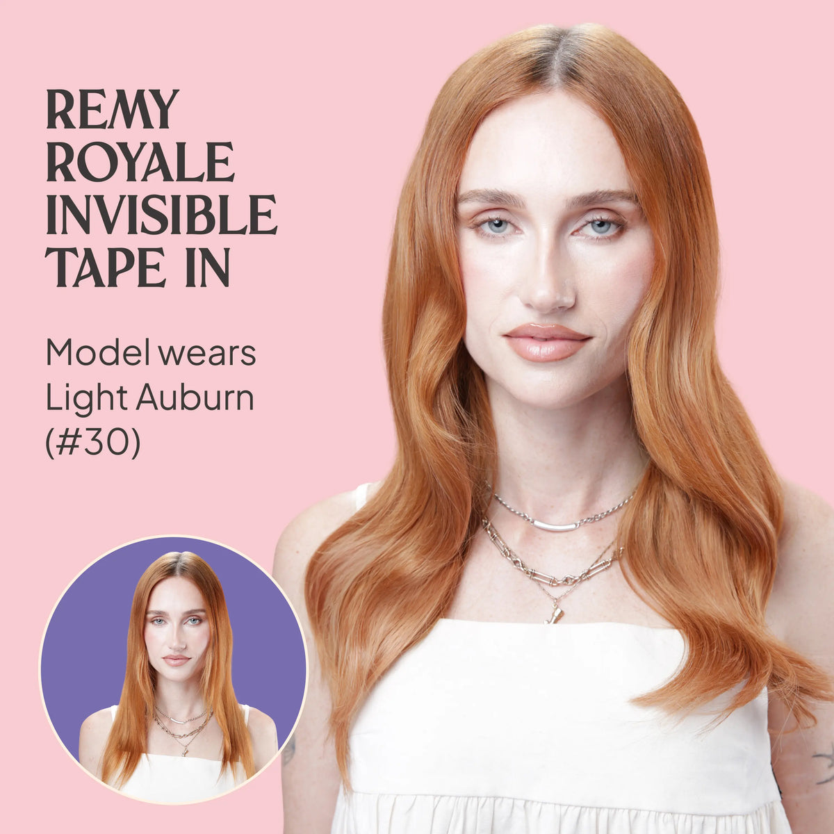Light Ash Blonde (#22) Remy Royale Invisible Tape In Hair Extensions before and after