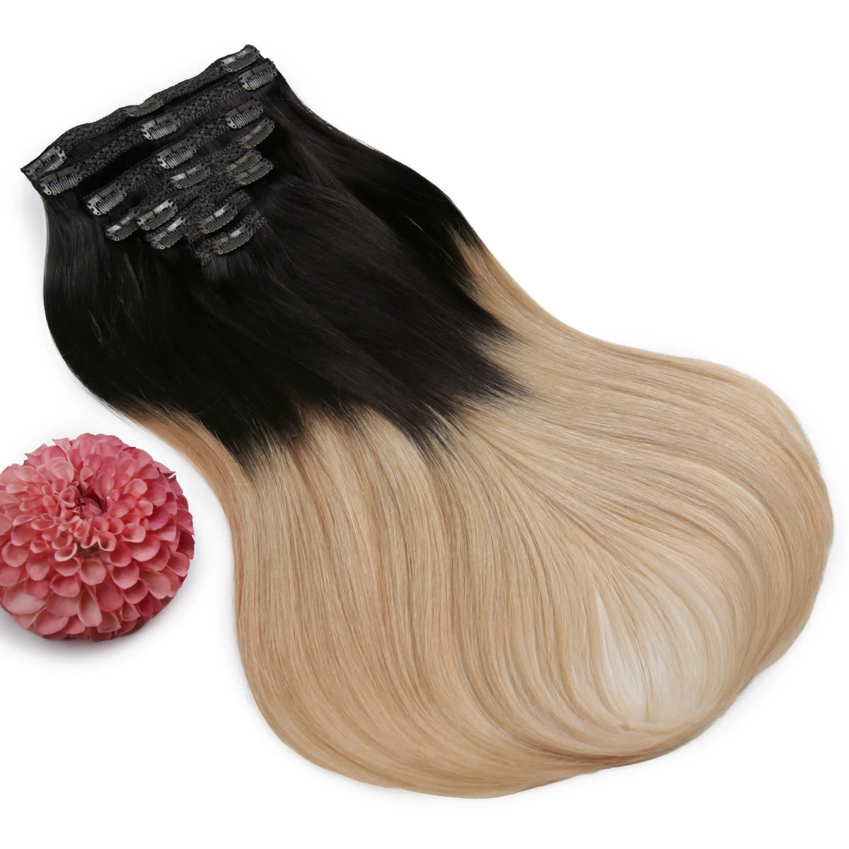 Double Wefted Full Head Remy Clip in Human Hair Extensions - Espresso Honey Ombre (#T2/27)