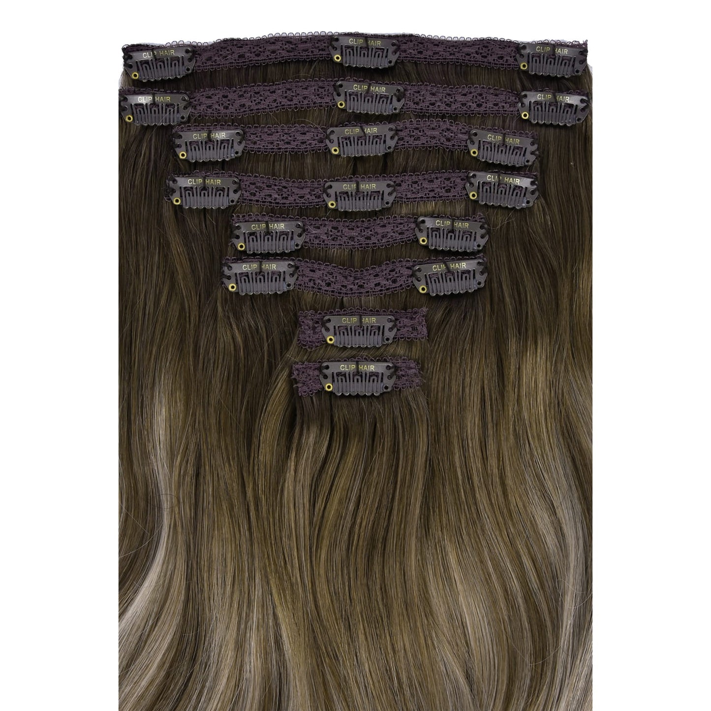 Ash Bronde Balayage Double Weft Hair Extensions: extension attachment method