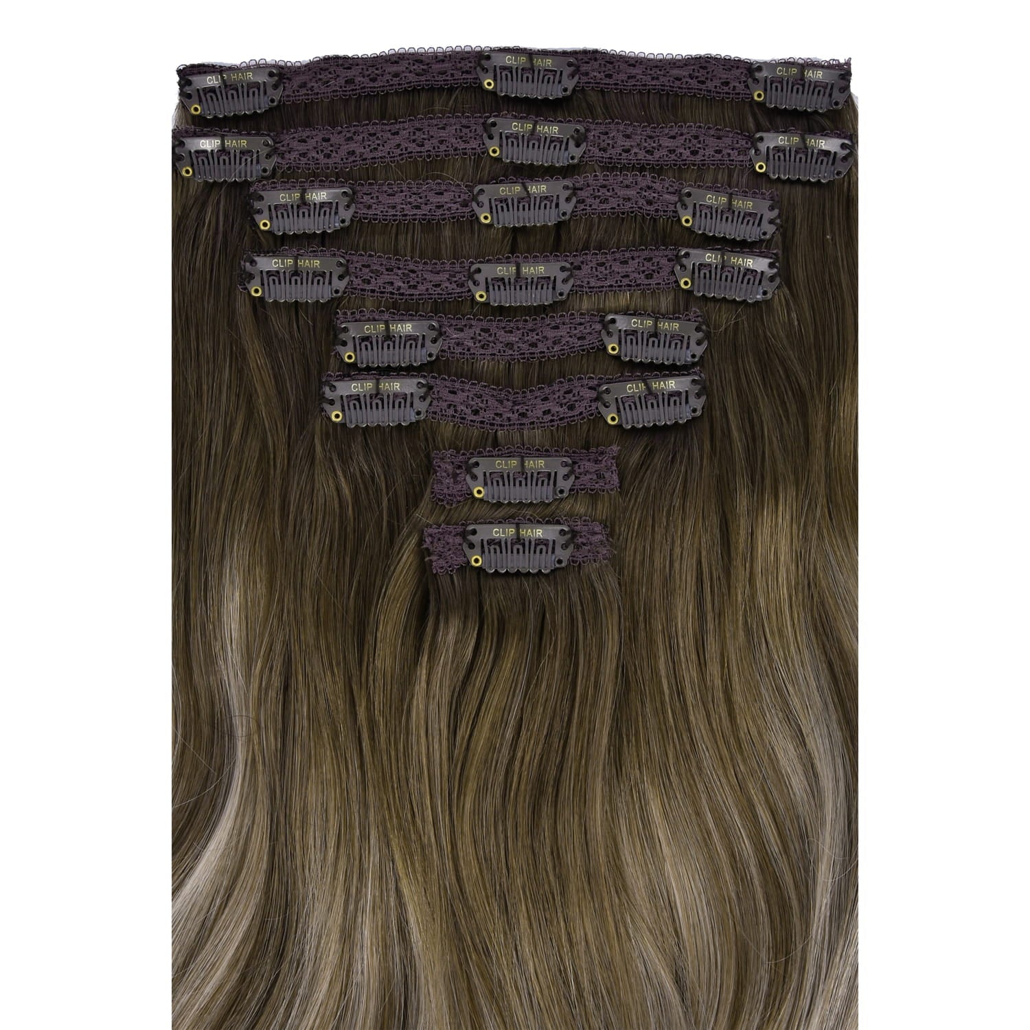 Ash Bronde Balayage Double Weft Hair Extensions: extension attachment method