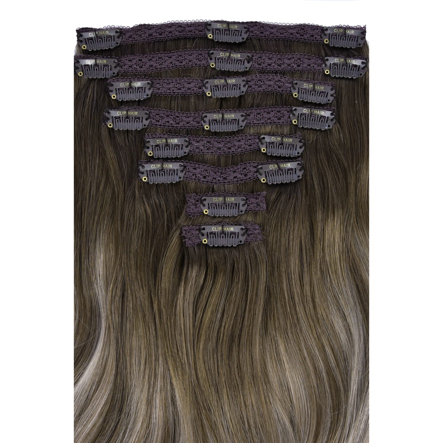 Ash Bronde Balayage Double Weft Hair Extensions: hair extension attachment method