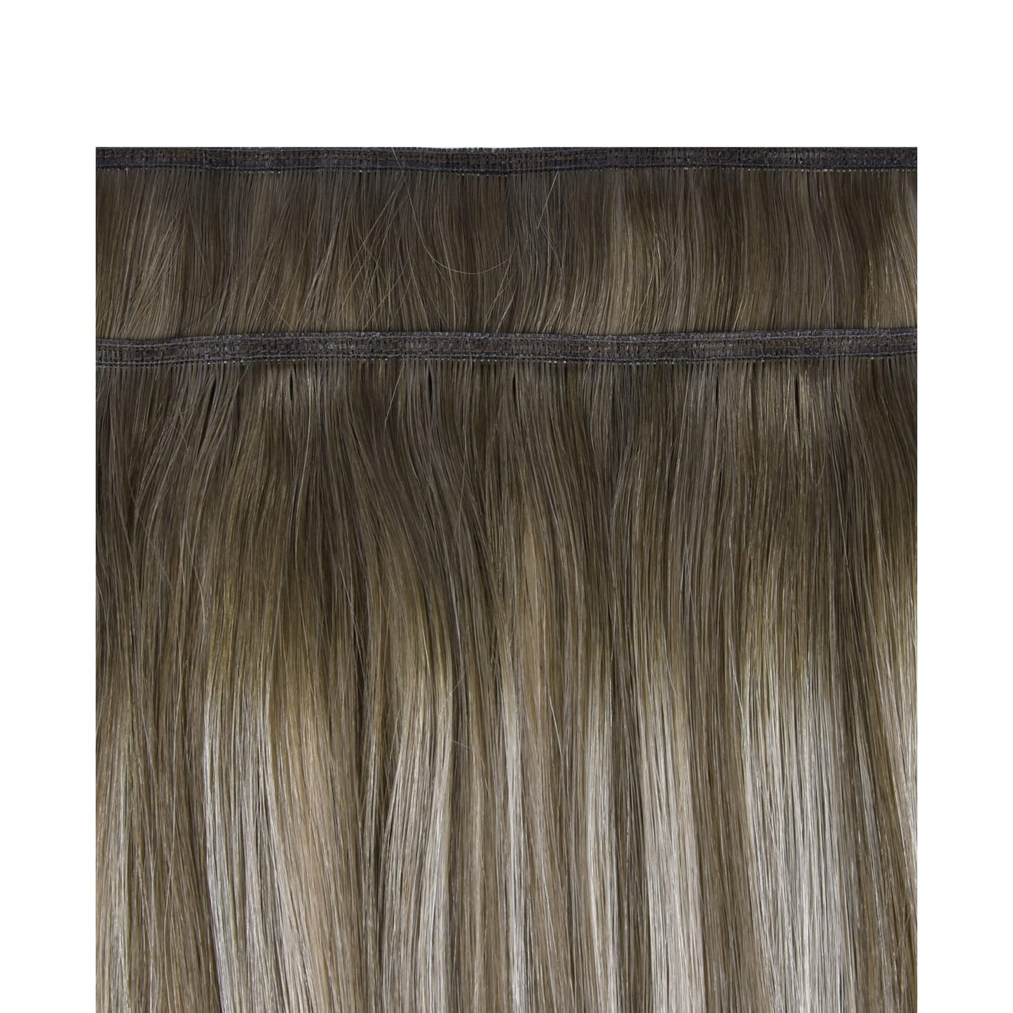 Ash Bronde Balayage Remy Royale Flat Weft Hair Extensions: extension attachment method